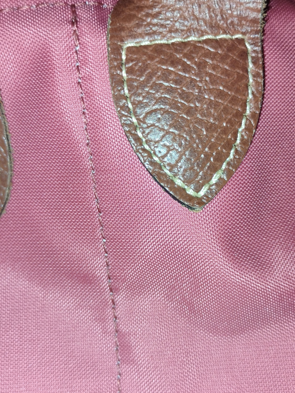 Longchamp Pink Nylon Tote with Brown Trim - Picture 3 of 10